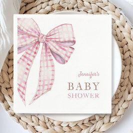 Rosa Bow Baby Shower Girl Watercolor Pappersservett