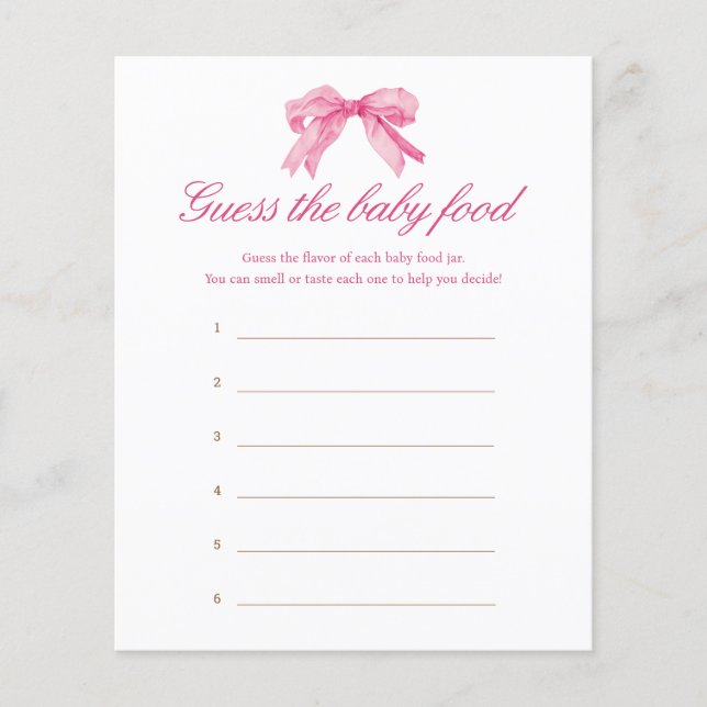 Rosa Bow Baby Shower gissar att matspelet i Baby (Framsida)