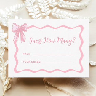 Rosa Bow Baby Shower gissar hur många spel Tilläggskort