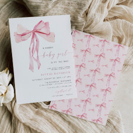 Rosa Bow Baby Shower-inbjudan Flicka Coquette Inbjudningar