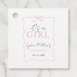 Rosa Bow Baby Shower-inbjudan, Girl Baby Shower Gåvor Etiketter