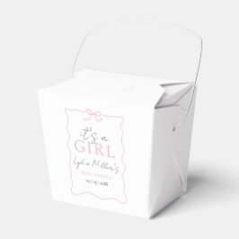 Rosa Bow Baby Shower-inbjudan, Girl Baby Shower Presentaskar