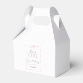 Rosa Bow Baby Shower-inbjudan, Girl Baby Shower Presentaskar