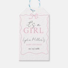 Rosa Bow Baby Shower-inbjudan, Girl Baby Shower Presentetikett