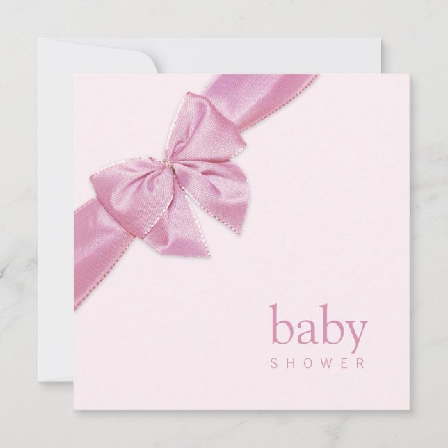 Rosa Bow Baby Shower-inbjudan Inbjudningar (Framsida)