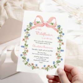 Rosa Bow Baby Shower Inbjudningar