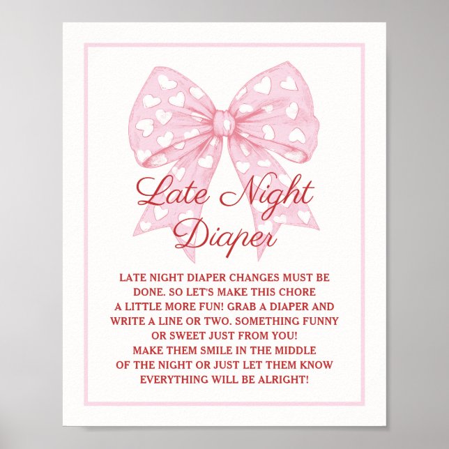 Rosa Bow Baby Shower Late Night Dight Dight Poster (Framsidan)