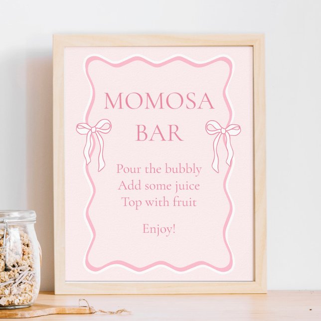 Rosa Bow Baby Shower Momosa Pub Poster (Skapare uppladdad)