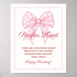 Rosa Bow Baby Shower Nappar Hunt Game Poster