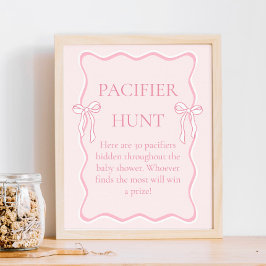Rosa Bow Baby Shower Nappar Hunt Game Poster
