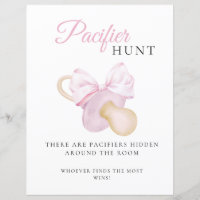 Rosa Bow Baby Shower Nappar Hunt Game Sign