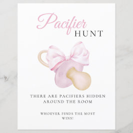 Rosa Bow Baby Shower Nappar Hunt Game Sign