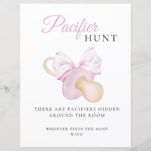 Rosa Bow Baby Shower Nappar Hunt Game Sign