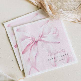 Rosa Bow Baby Shower Pappersservett
