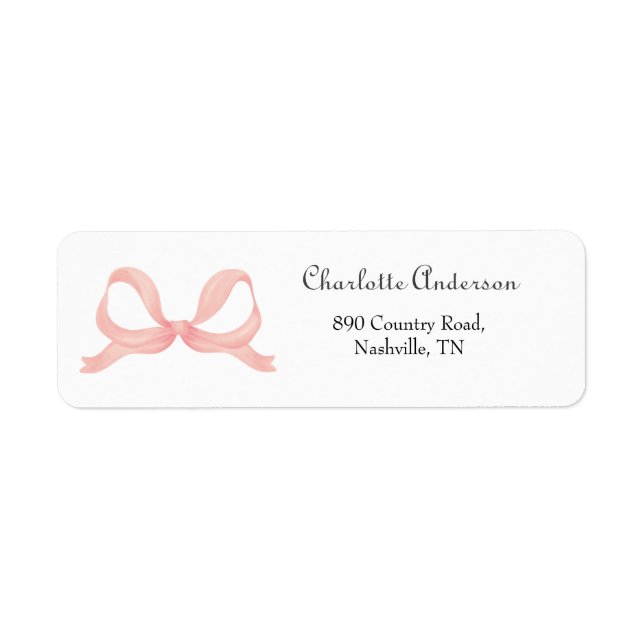 Rosa Bow Baby Shower-Returadress Returadress Etikett (Framsidan)
