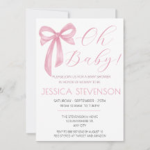 Rosa Bow Baby Shower Rosa Vattenfärg
