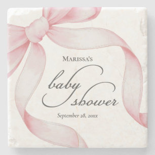 Rosa Bow Baby Shower Stenunderlägg