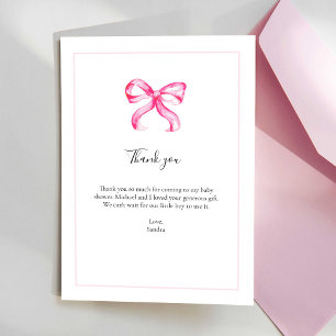 Rosa Bow Baby Shower Tack för Eleganten Kort