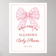 Rosa Bow Baby Shower Välkommen