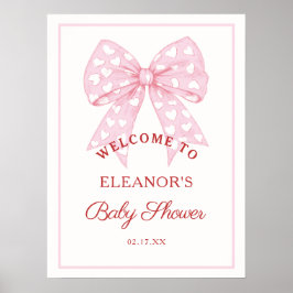 Rosa Bow Baby Shower Välkommen Poster