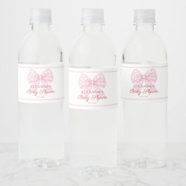 Rosa Bow Baby Shower Vattenflaskor Etikett