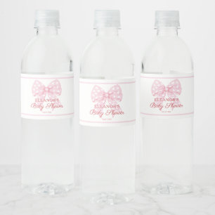 Rosa Bow Baby Shower Vattenflaskor Etikett
