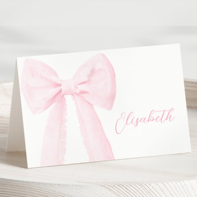 Rosa Bow Baptism Bord Namn-kort Bordsnummer (Skapare uppladdad)