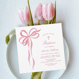 Rosa Bow Baptism-inbjudan Inbjudningar