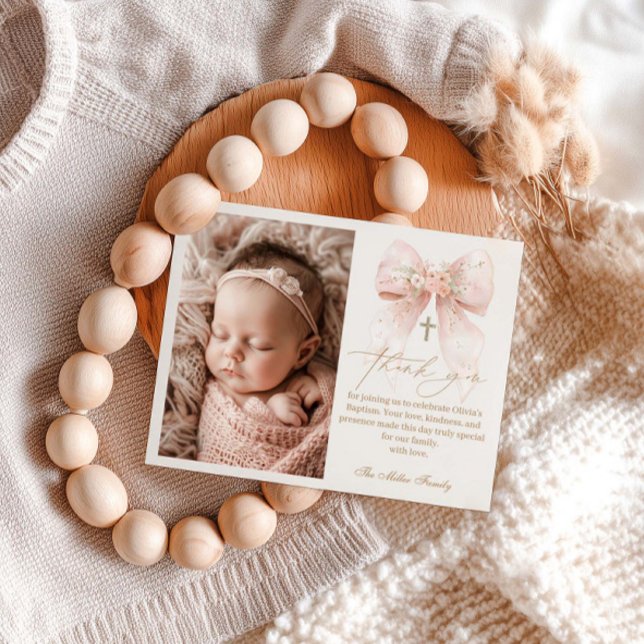Rosa Bow Baptism - stort tack, ditt kort (Skapare uppladdad)