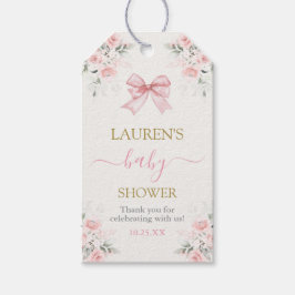 Rosa Bow Bear Baby Shower Girl Gift Märkre Presentetikett