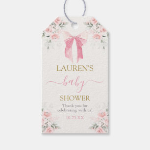Rosa Bow Bear Baby Shower Girl Gift Märkre Presentetikett