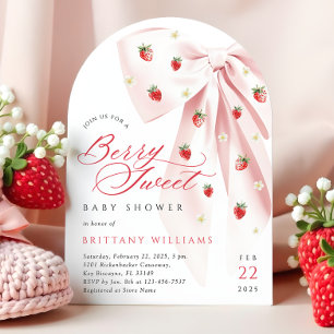 Rosa Bow Berry Sweet Baby Shower Arch Inbjudningar