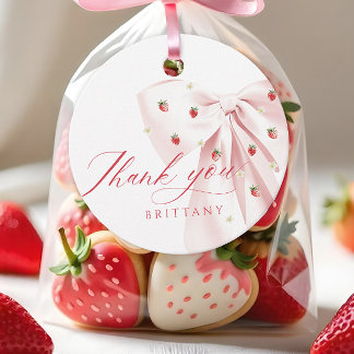 Rosa Bow Berry Sweet Baby Shower Gåvor Etiketter