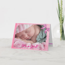 Rosa Bow Birth-meddelande för Flicka Meddelande