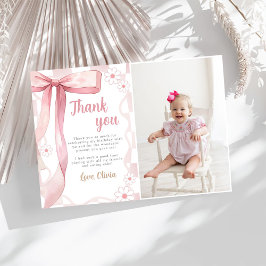 Rosa Bow Birthday Girl Photo Tack Kort