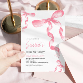 Rosa Bow Birthday-inbjudan Inbjudningar