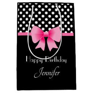Rosa Bow Black and White Polka dots Birday