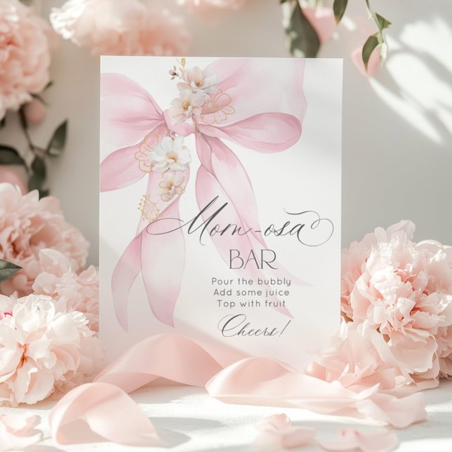 Rosa Bow blommande Momosa bar akvarell Poster (Skapare uppladdad)