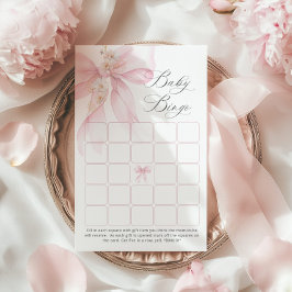 Rosa Bow Blommigt Baby Bingo Baby duschame