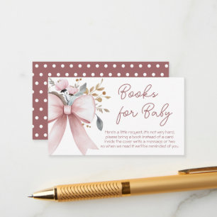 Rosa Bow Blommigt Baby Shower Bokar för Baby Tilläggskort