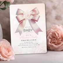 Rosa Bow blommigt Baby Shower