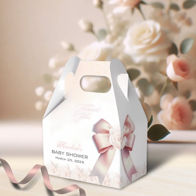 Rosa Bow blommigt Baby Shower Presentaskar (Skapare uppladdad)