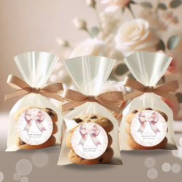 Rosa Bow blommigt Baby Shower Runt Klistermärke