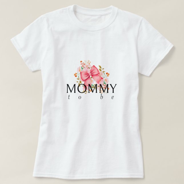 Rosa Bow Blommigt babydusch T Shirt (Design framsida)