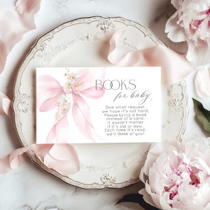 Rosa Bow Blommigt Bok för baby biljett Tilläggskort