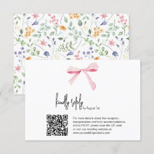 Rosa Bow blommigt Bröllop digital OSA kort Qr-kod