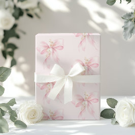 Rosa Bow Blommigt Cherry blommar Baby Shower Presentpapper
