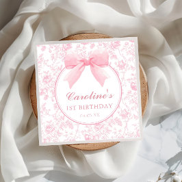Rosa Bow Blommigt Chinoiserie Birthday Napkins Pappersservett