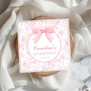 Rosa Bow Blommigt Chinoiserie Birthday Napkins Pappersservett