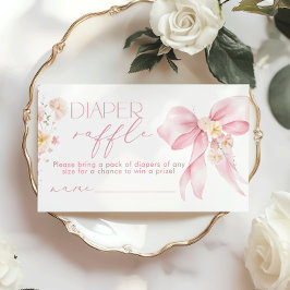 Rosa Bow Blommigt Diaper raffle biljett Tilläggskort
